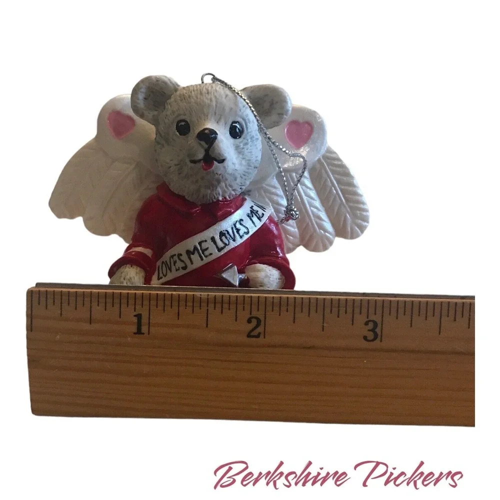 Teddy Bear‎ angel Ornament Figurine 1997 Cupid with Arrows Loves Me Loves Me Not